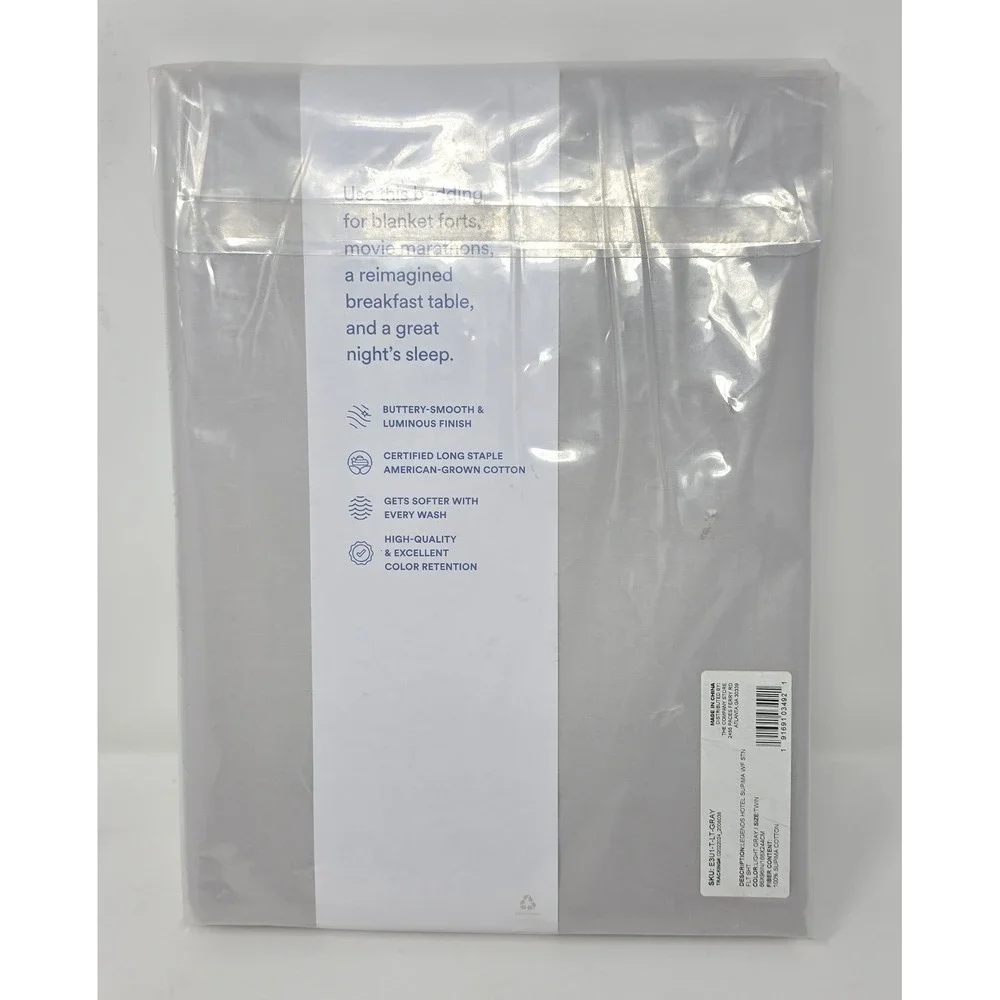 The Company Store Legends Hotel Supima Cotton Sateen Flat Sheet Twin Light Gray